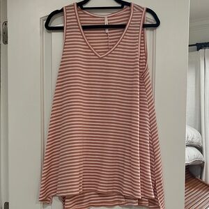 Striped peach Sleeveless Top